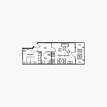 Apartment Duenenpark - Komfortplus Mit 1 Schlafzimmer Und Balkon Im Dachgeschoss 307 *